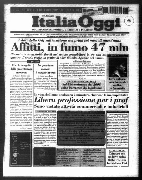 Italia oggi : quotidiano di economia finanza e politica